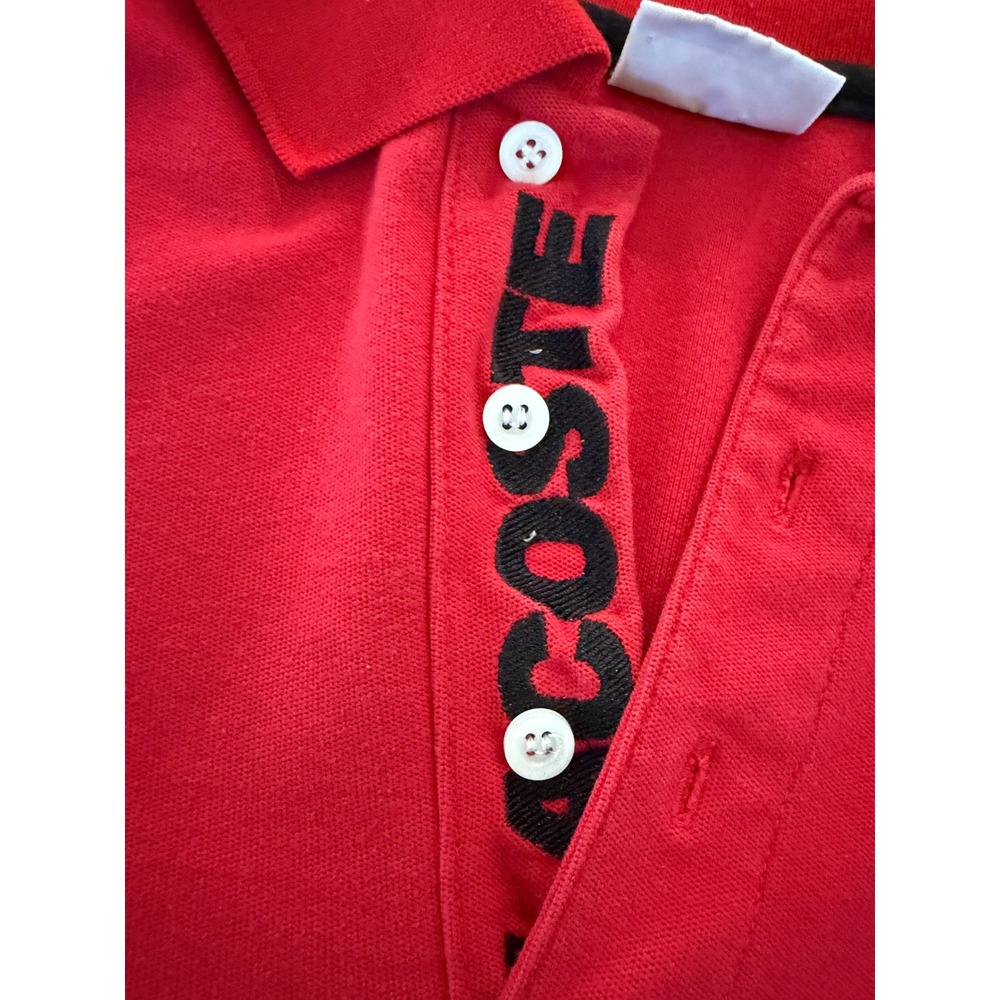 Vintage Lacoste Mens Red Pique Polo Shirt Logo Placket Size L Short Sleeve - Picture 2 of 8